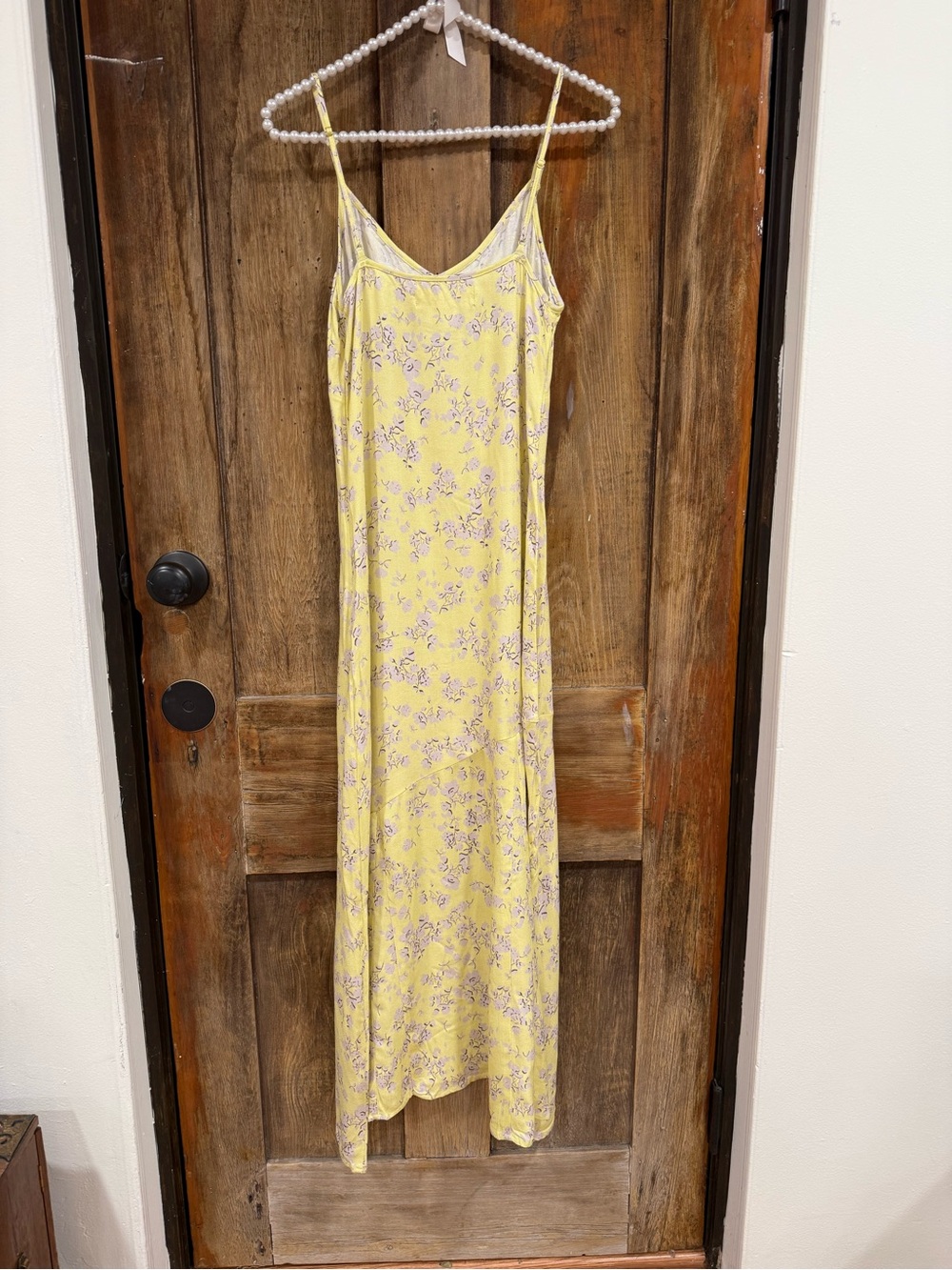Anthropologie Lemon Yellow Floral Slip Midi Dress - Picture 6 of 7